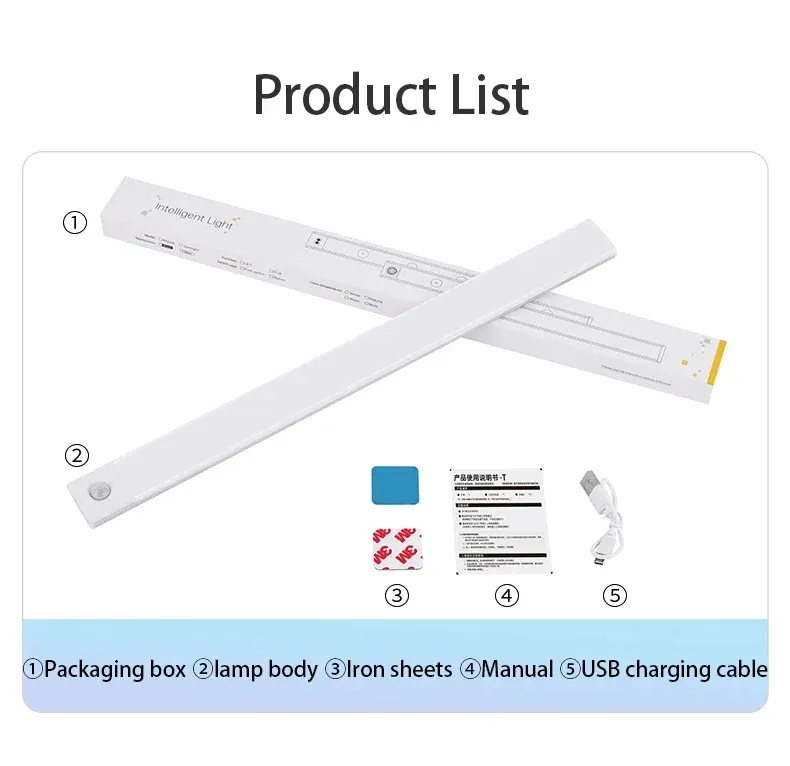 Veilleuse LED pour armoire rechargeable par USB avec capteur de mouvement, 30 cm / 40 cm / 50 cm 6