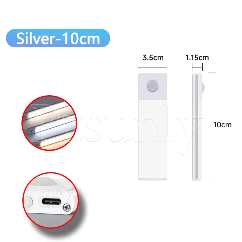 Veilleuse LED pour armoire rechargeable par USB avec capteur de mouvement, 30 cm / 40 cm / 50 cm 7