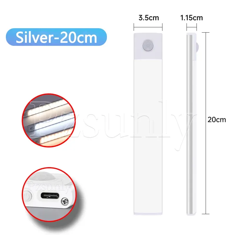 Veilleuse LED pour armoire rechargeable par USB avec capteur de mouvement, 30 cm / 40 cm / 50 cm 10