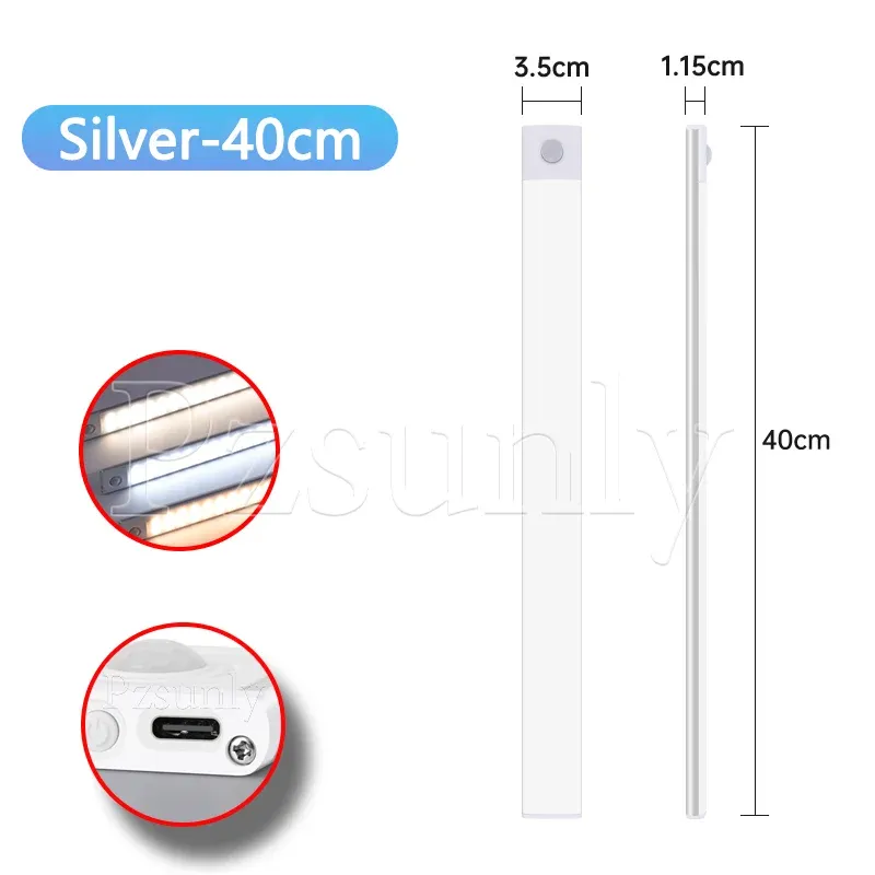 Veilleuse LED pour armoire rechargeable par USB avec capteur de mouvement, 30 cm / 40 cm / 50 cm 8