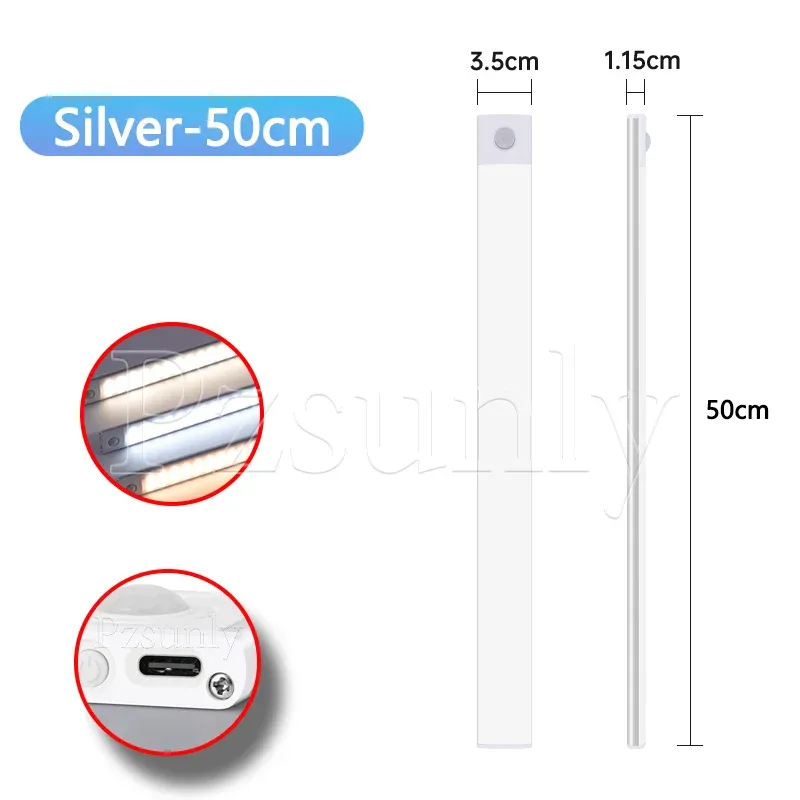 Veilleuse LED pour armoire rechargeable par USB avec capteur de mouvement, 30 cm / 40 cm / 50 cm 9
