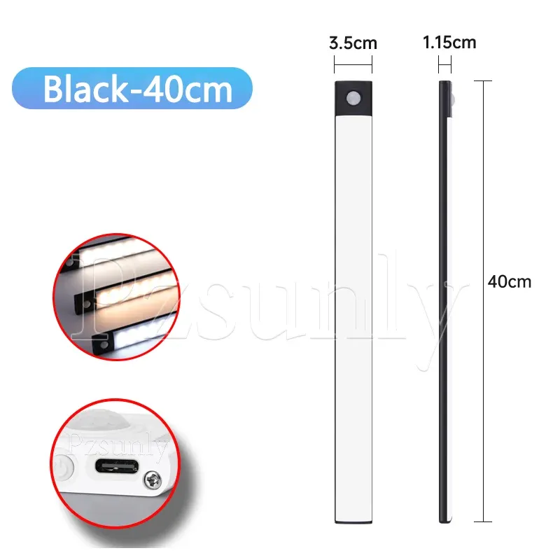 Veilleuse LED pour armoire rechargeable par USB avec capteur de mouvement, 30 cm / 40 cm / 50 cm 13