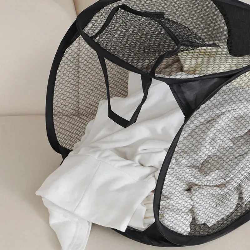 Panier à linge mural pliable en maille pour salle de bain 3