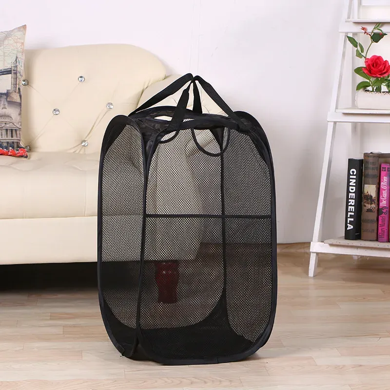 Panier à linge mural pliable en maille pour salle de bain 4