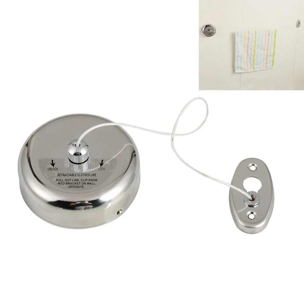 Ligne à linge murale 2,8 m en nylon résistant, réglable, avec support antidérapant 5