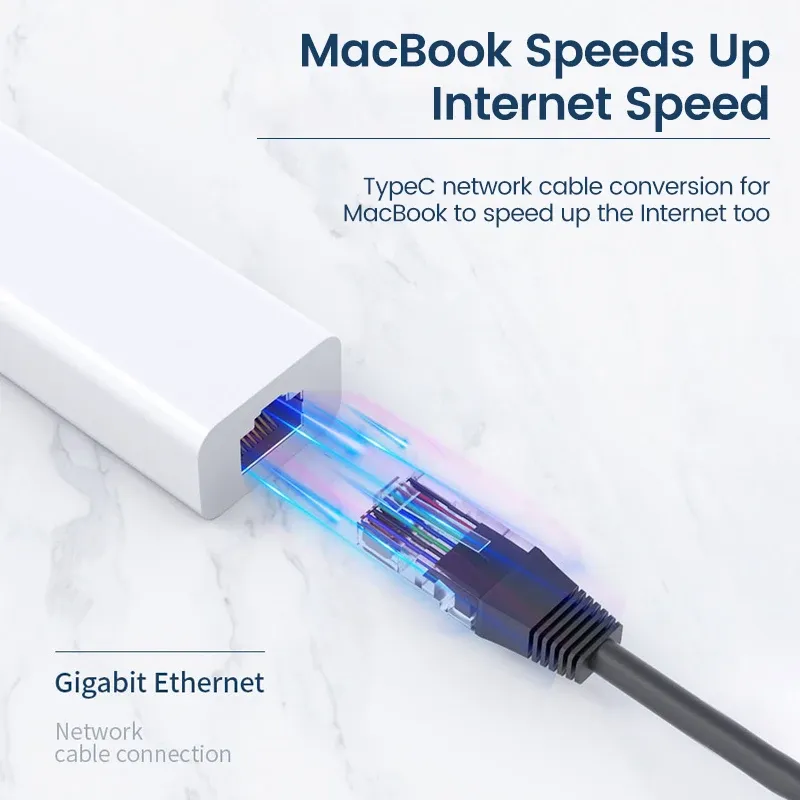 Adaptateur USB Ethernet RJ45 avec hub 3 ports USB 2.0 pour MacBook, Windows et PC 3
