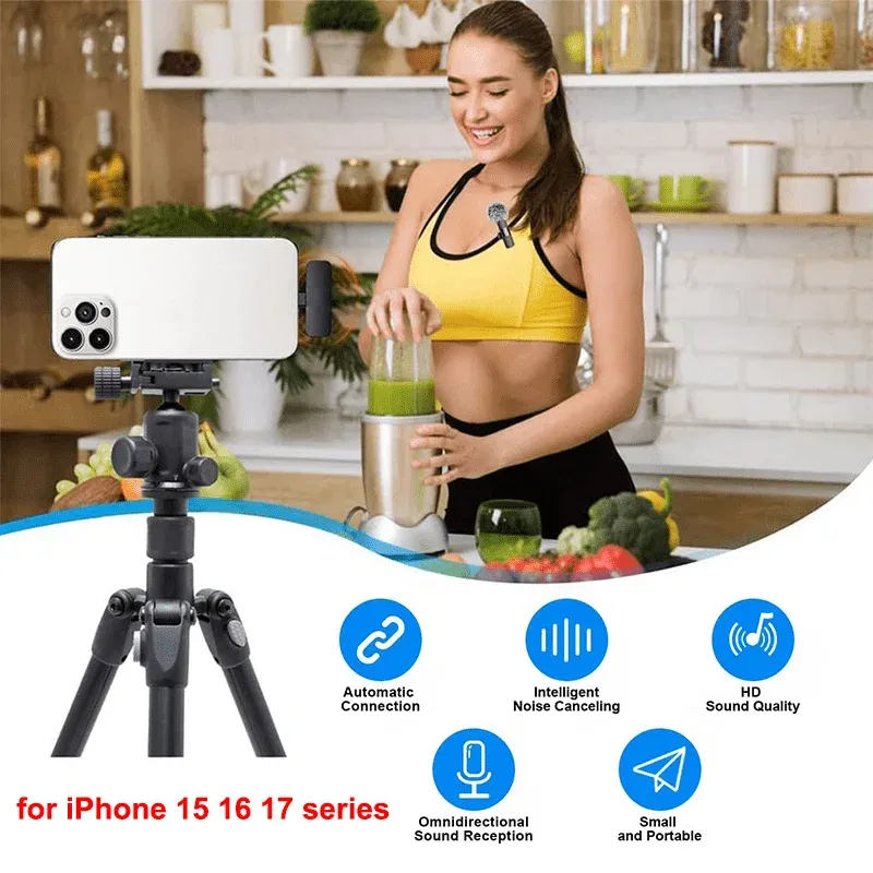 Microphone Lavalier sans Fil pour iPhone et iPad, Micro d'Enregistrement Vidéo avec Réduction du Bruit pour Interviews, Podcasts et Vlogs 6