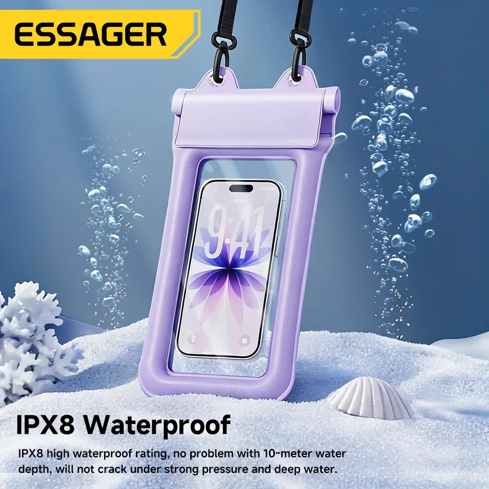 Étui étanche Essager pour téléphone, pochette de natation IPX8, pochette flottante, housse de protection pour téléphone, sports nautiques, compatible iPhone, Huawei et Xiaomi 4