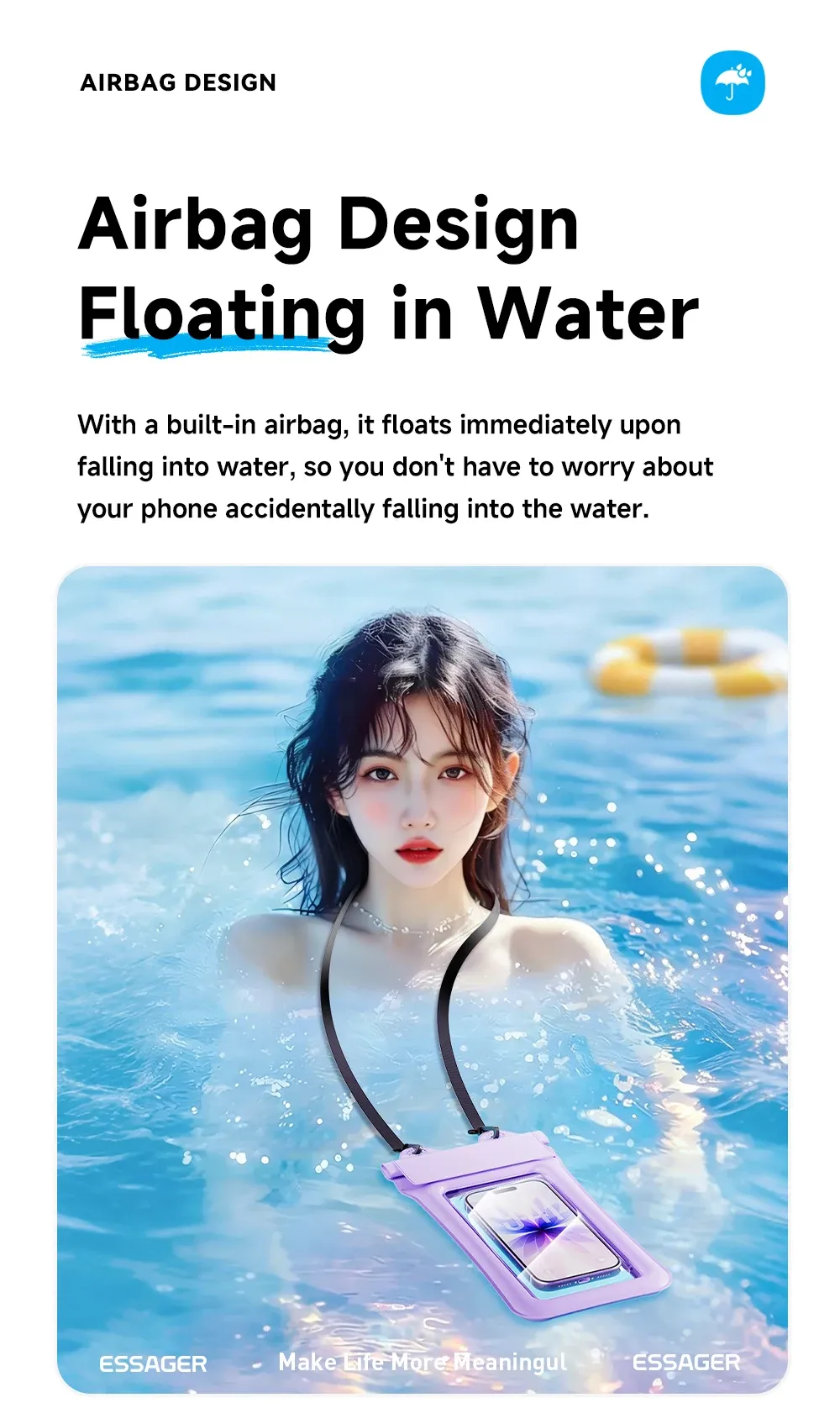 Étui étanche Essager utilisé pendant une activité nautique