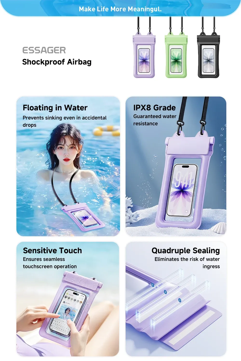 Étui étanche Essager en situation aquatique