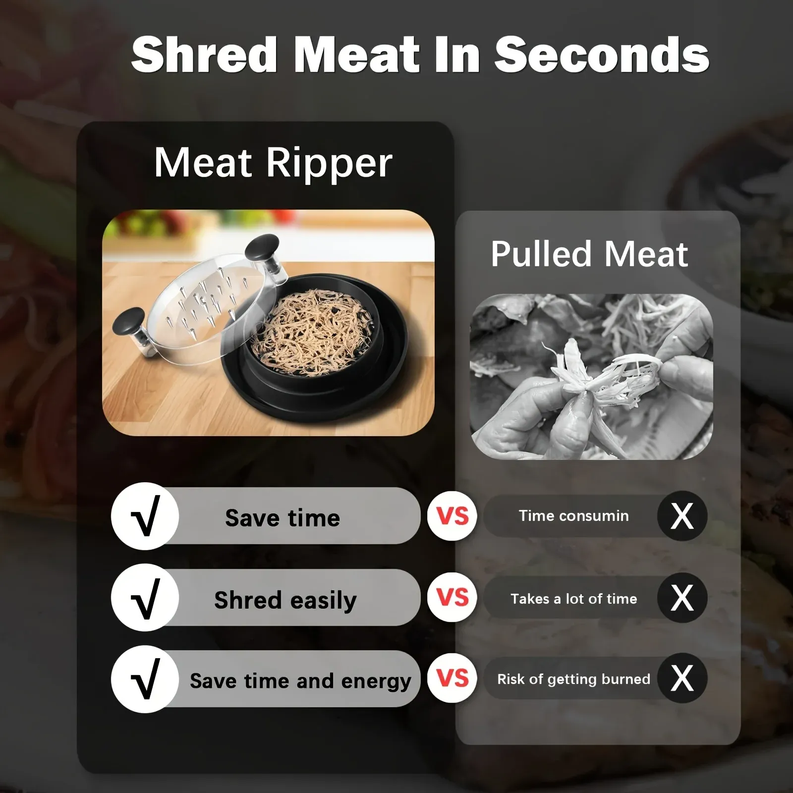 Broyeur à viande rotatif avec couvercle transparent, grand modèle antidérapant pour poulet, bœuf, chou et légumes 4