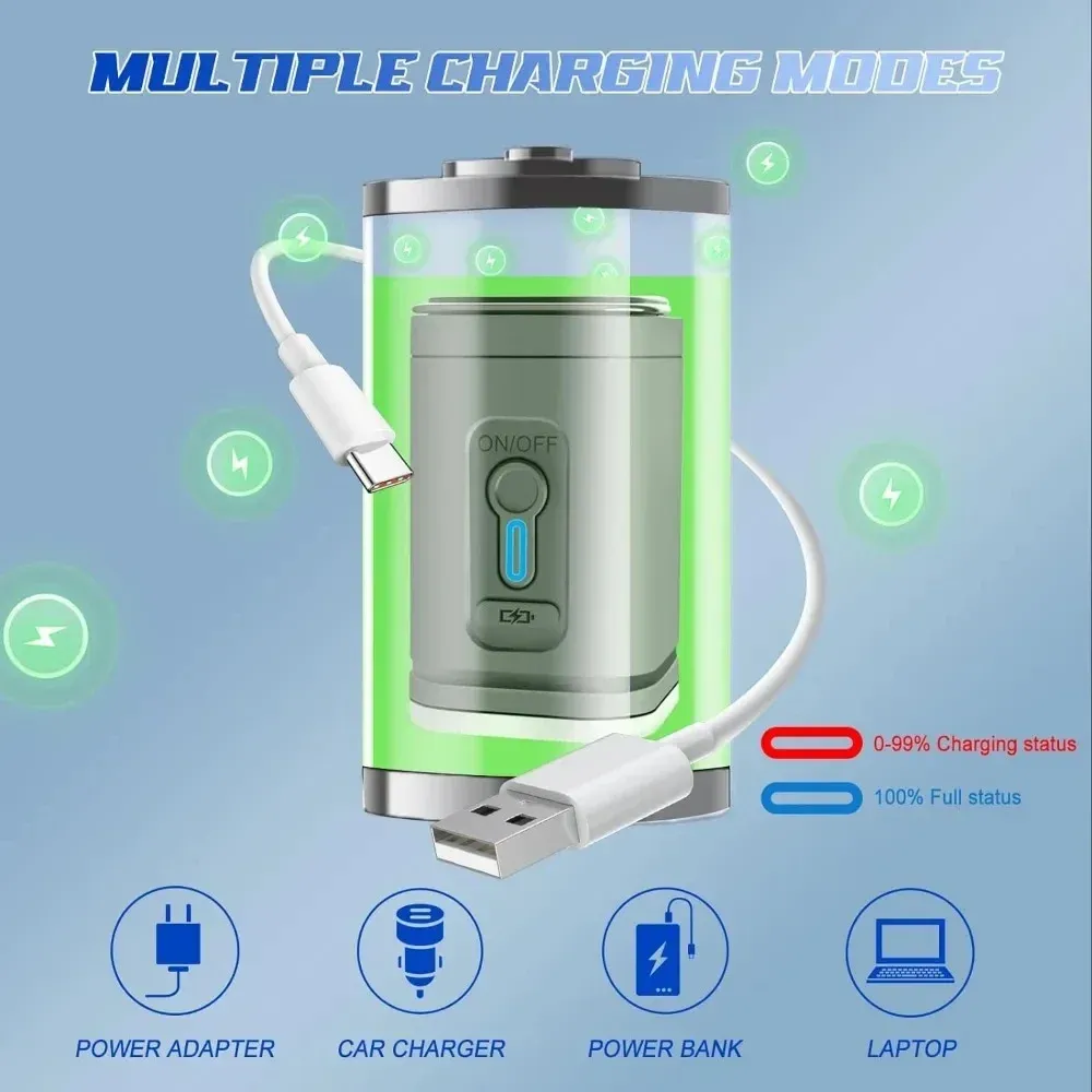 Mini pompe à air portable avec batterie rechargeable USB 1300 mAh, pour gonflage et dégonflage de flotteurs de piscine, matelas pneumatiques et sacs de rangement sous vide 5