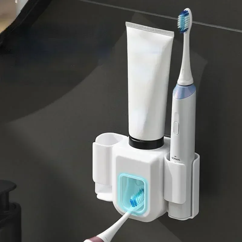 Porte-brosses à dents mural double, support sans perçage, accessoires de salle de bain 3
