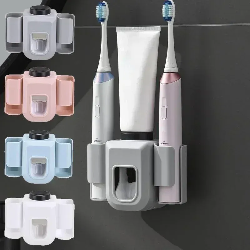 Porte-brosses à dents mural double, support sans perçage, accessoires de salle de bain - Image 1