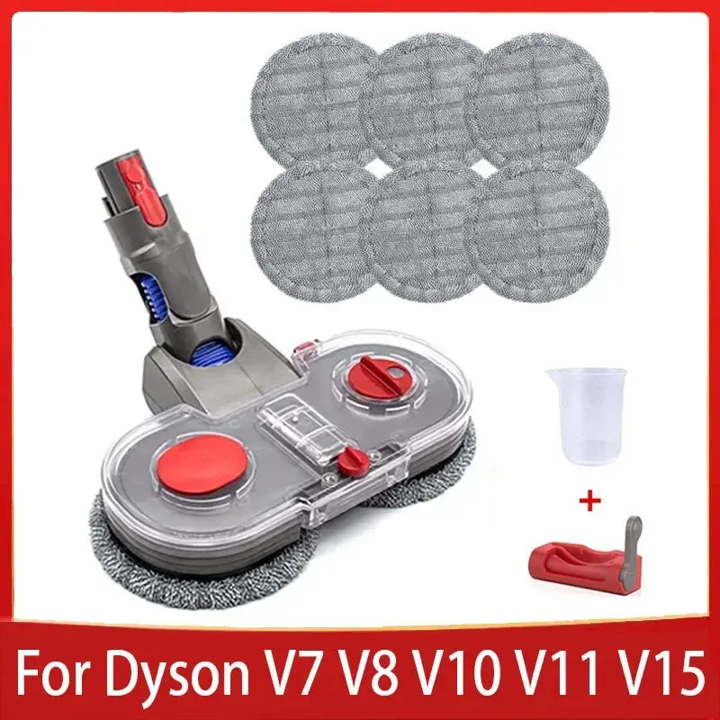 Tête de vadrouille électrique pour aspirateur Dyson V7, V8, V10, V11 et V15, avec réservoir d'eau amovible et 6 tampons réutilisables
