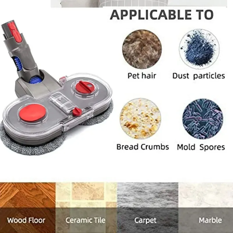 Tête de vadrouille électrique pour aspirateur Dyson V7, V8, V10, V11 et V15, avec réservoir d'eau amovible et 6 tampons réutilisables 5