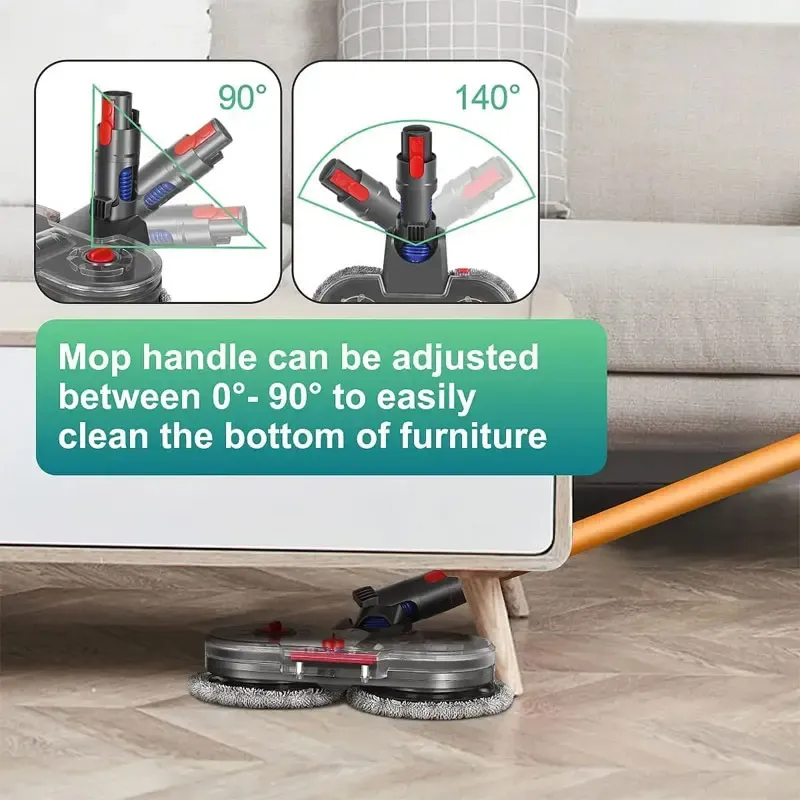 Tête de vadrouille électrique pour aspirateur Dyson V7, V8, V10, V11 et V15, avec réservoir d'eau amovible et 6 tampons réutilisables 6
