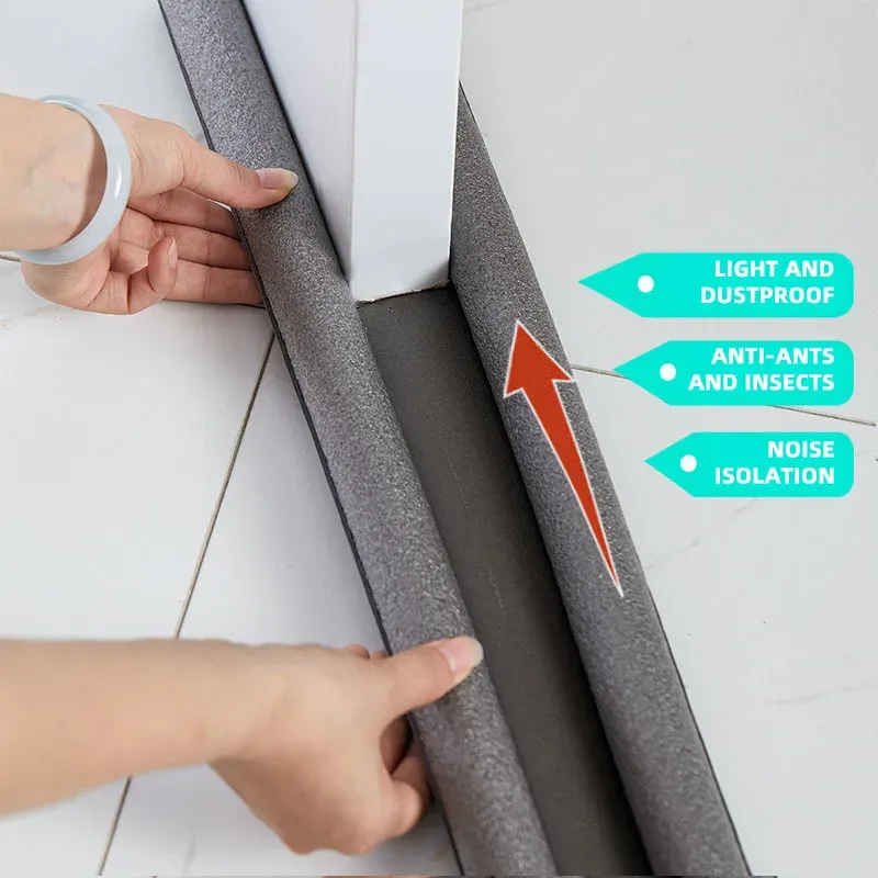 Bas de porte isolant anti-courant d'air et anti-bruit du vent, avec support de butée anti-insectes 7