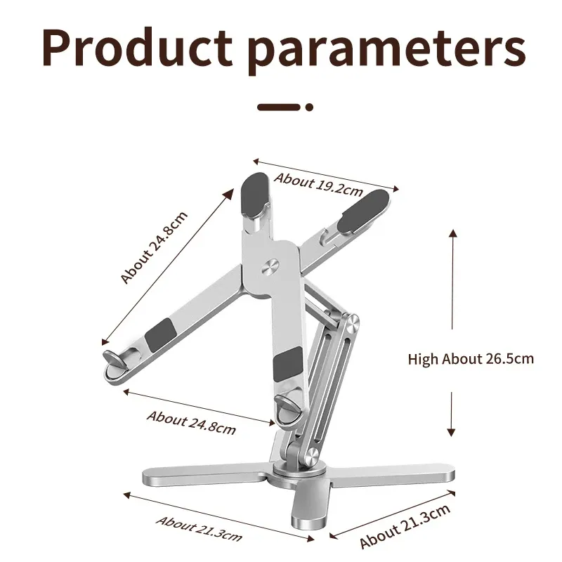 Support pliable à 360° pour ordinateur portable, support rotatif en alliage d'aluminium avec dissipation thermique, support de livre et tablette portable 6