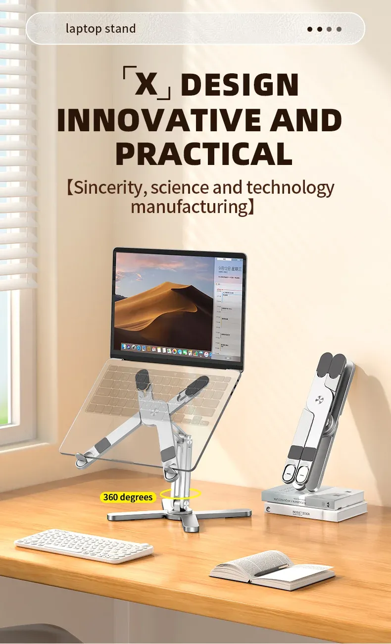 Support pour ordinateur portable en aluminium pliable
