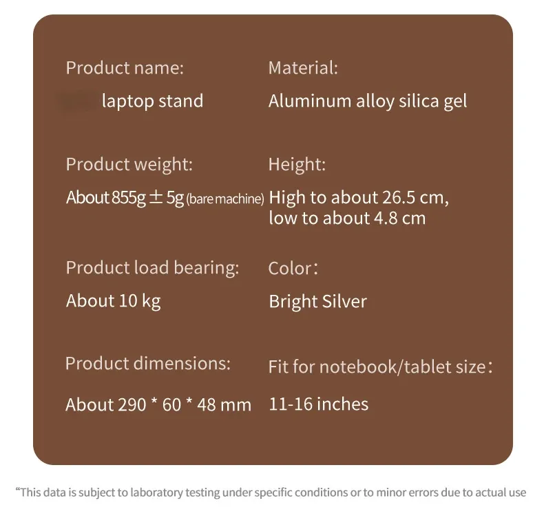 Support pour ordinateur portable pliable en aluminium