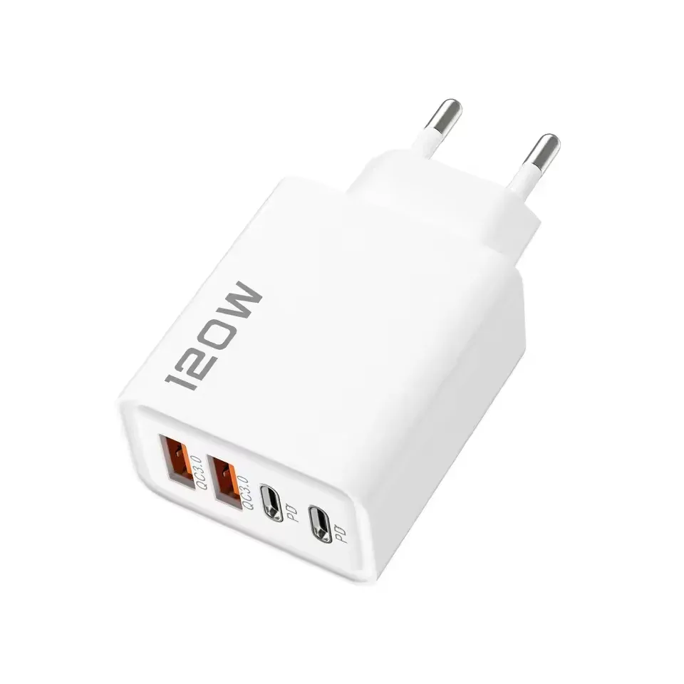 Station de charge rapide USB-C 4 ports 120 W, adaptateur mural PD QC 3.0, câble de données pour iPhone, Samsung, Xiaomi, Huawei, prise EU, US, UK, voyage 8