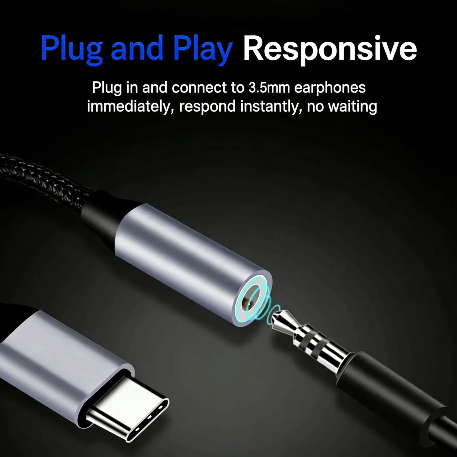 Adaptateur USB-C vers prise casque 3,5 mm, détail du connecteur