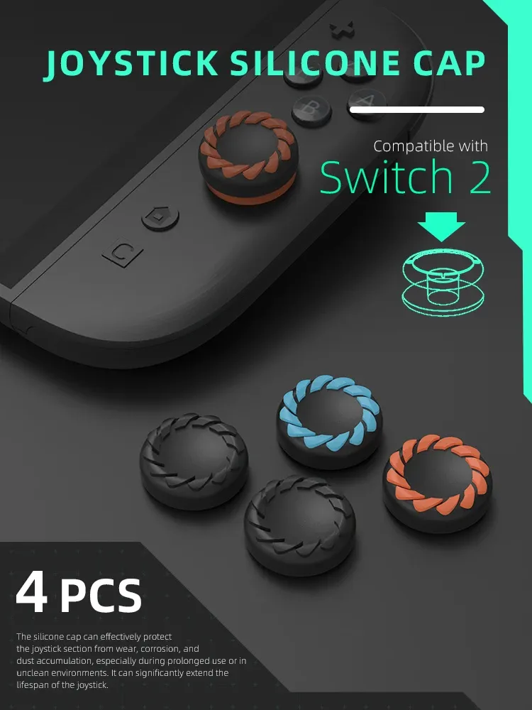 Capuchon de poignée de pouce en silicone DATA FROG pour manette Switch 2, housse de protection antidérapante 2