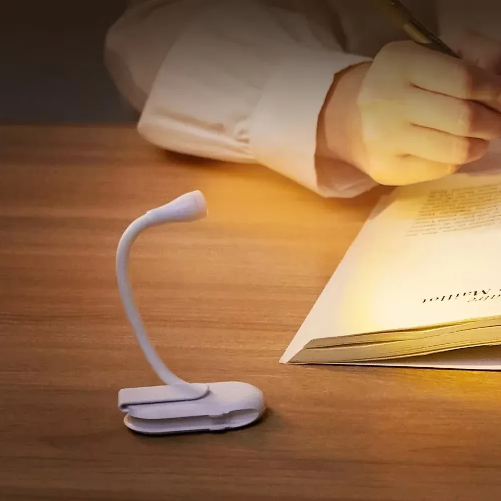 Mini lampe de lecture LED rechargeable à clip réglable à 360° Flip Study, 3 couleurs, protection oculaire 7