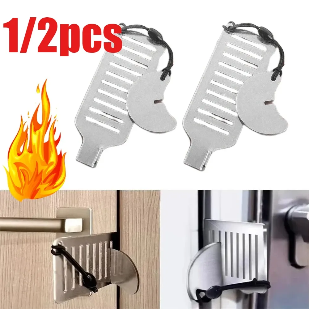 Bloque-porte de sécurité portable 8 cm en acier inoxydable – Butée de porte pour la maison, l'hôtel et les voyages - Image 1