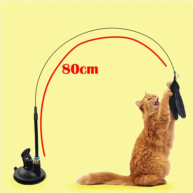 Jouet interactif pour chat à plumes et ventouse
