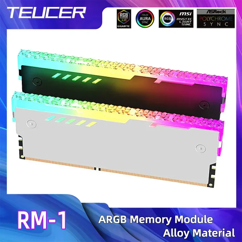 TEUCER RM-1 Gilet de refroidissement RAM ARGB 5V 3 broches pour mémoire de bureau PC, compatible DDR2, DDR3, DDR4 et DDR5 1