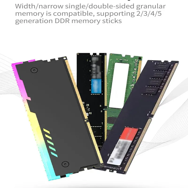 TEUCER RM-1 Gilet de refroidissement RAM ARGB 5V 3 broches pour mémoire de bureau PC, compatible DDR2, DDR3, DDR4 et DDR5 4
