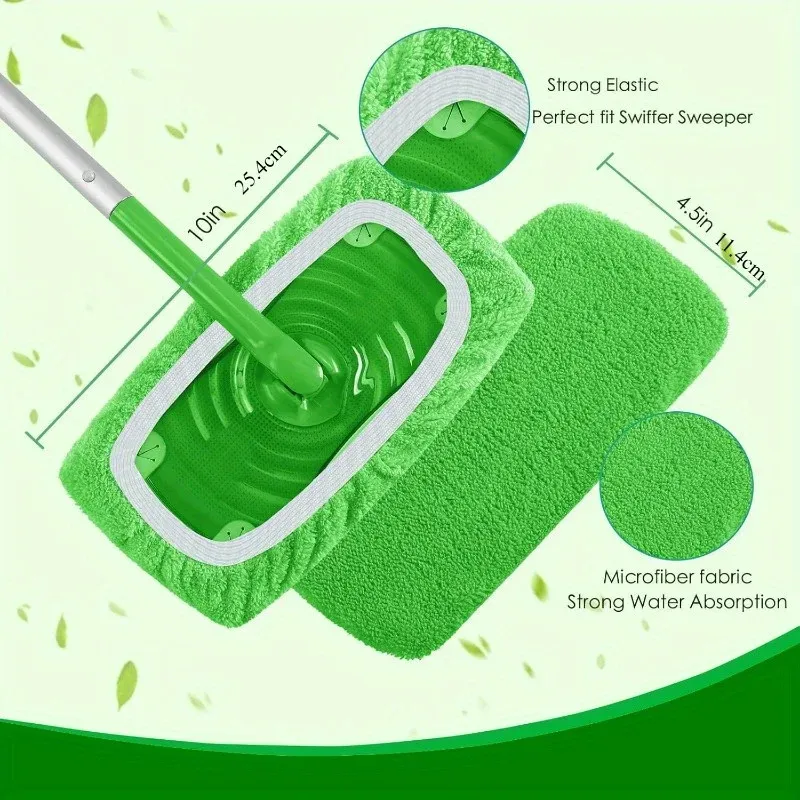 4 tampons de vadrouille réutilisables en microfibre ultra-fine à haute absorption, compatibles avec la plupart des vadrouilles standard 3