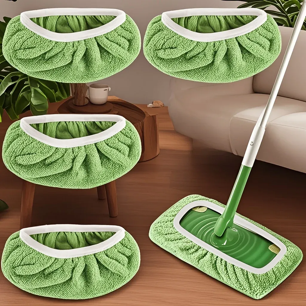 4 tampons de vadrouille réutilisables en microfibre ultra-fine à haute absorption, compatibles avec la plupart des vadrouilles standard 2