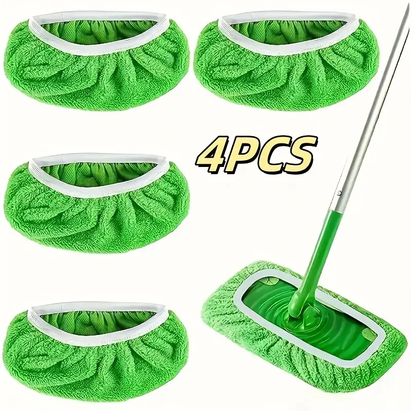 4 tampons de vadrouille réutilisables en microfibre ultra-fine à haute absorption, compatibles avec la plupart des vadrouilles standard 8