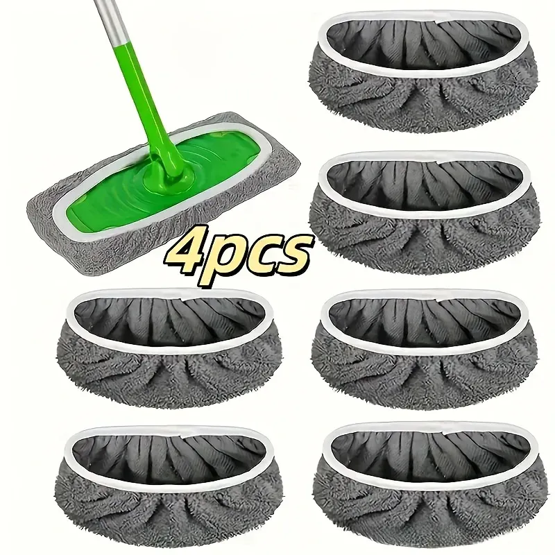 4 tampons de vadrouille réutilisables en microfibre ultra-fine à haute absorption, compatibles avec la plupart des vadrouilles standard 7