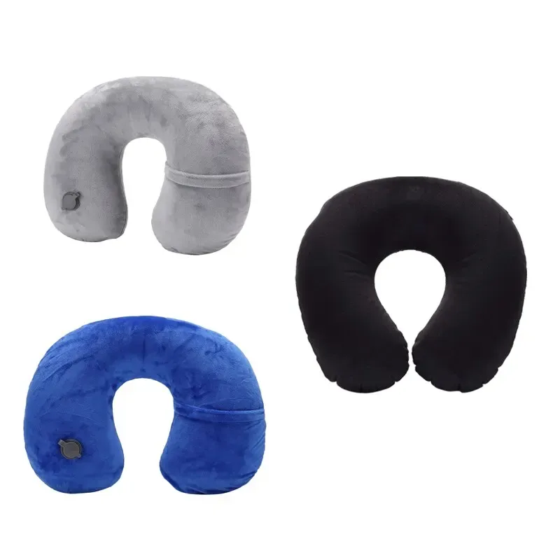 Oreiller de voyage gonflable en forme de U, soutien cervical portable