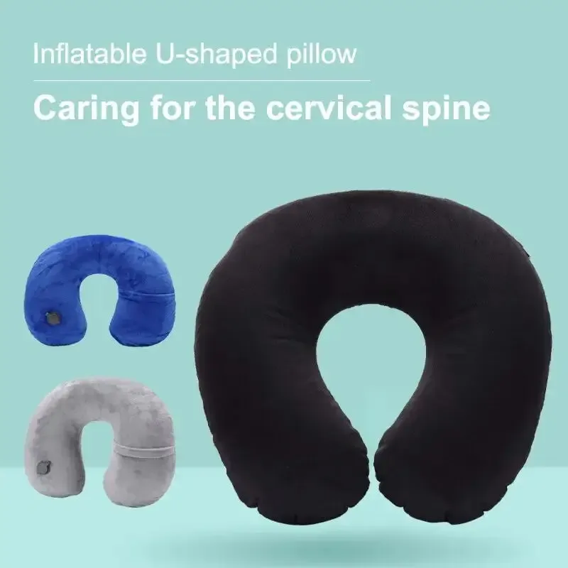 Oreiller de voyage gonflable en forme de U, soutien cervical portable 2