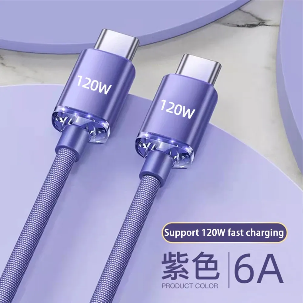 Câble USB Type-C vers USB Type-C 120W, charge rapide, compatible Samsung, Xiaomi, Huawei et Realme 9