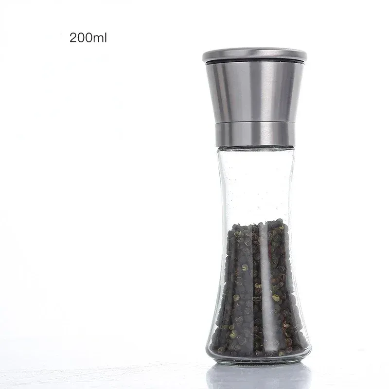 Moulin à épices manuel en verre et acier inoxydable, sel et poivre, 180/200 ml 10