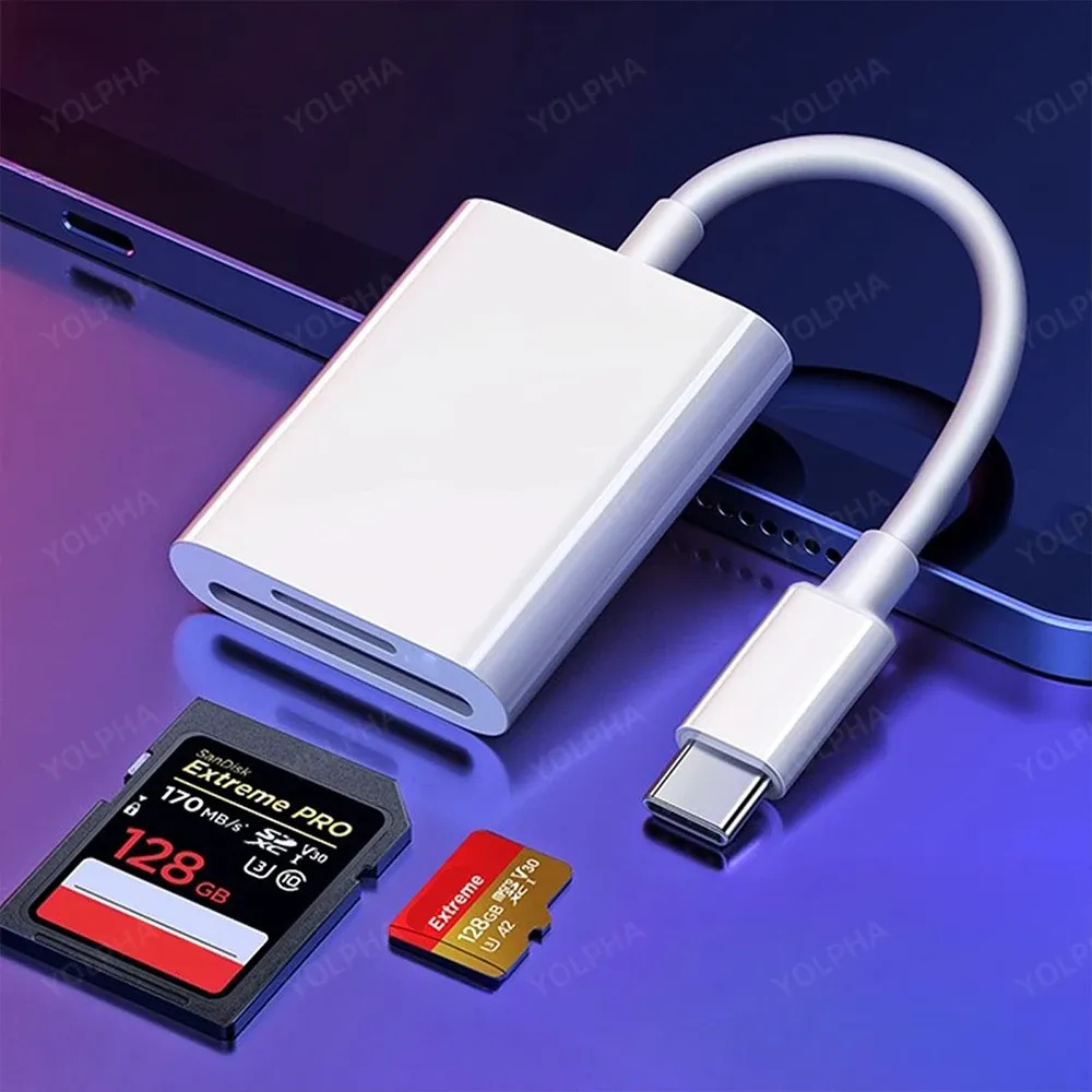 Lecteur de carte mémoire USB-C vers SD et TF, compatible iPhone 15, Huawei et Xiaomi 6