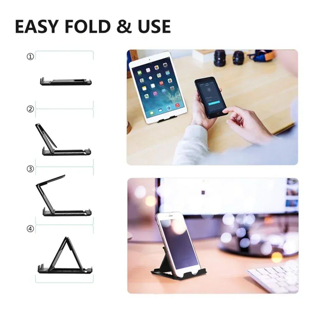 Support de téléphone de bureau réglable et pliant, compatible iPad, iPhone, Samsung, Xiaomi et Huawei 4