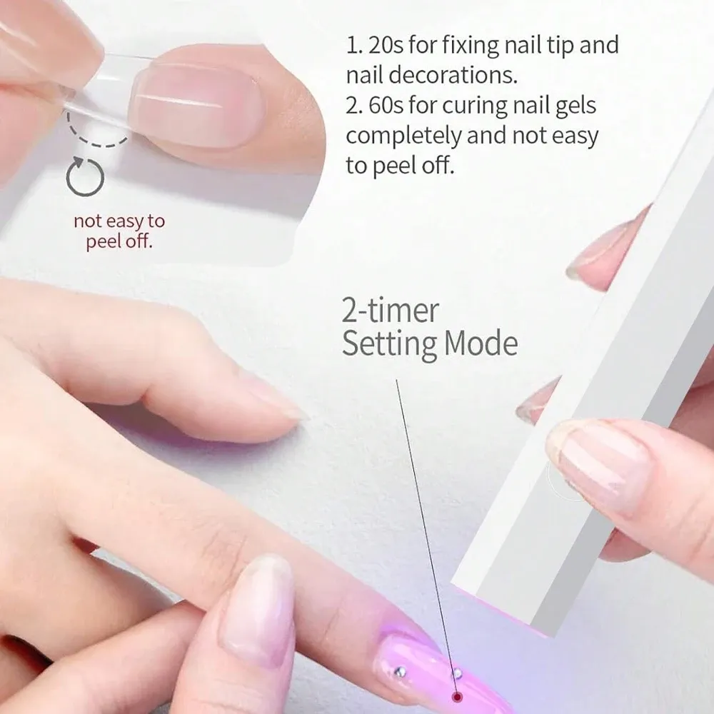 Lampe UV portable pour ongles en gel, lampe UV rechargeable pour ongles, lampe LED pour nail art avec support de bureau 5