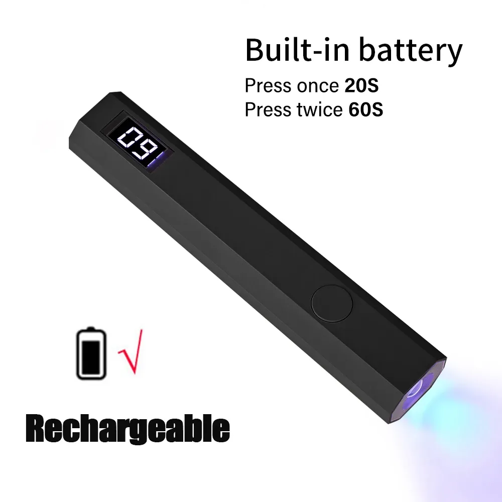 Lampe UV portable pour ongles en gel, lampe UV rechargeable pour ongles, lampe LED pour nail art avec support de bureau 6