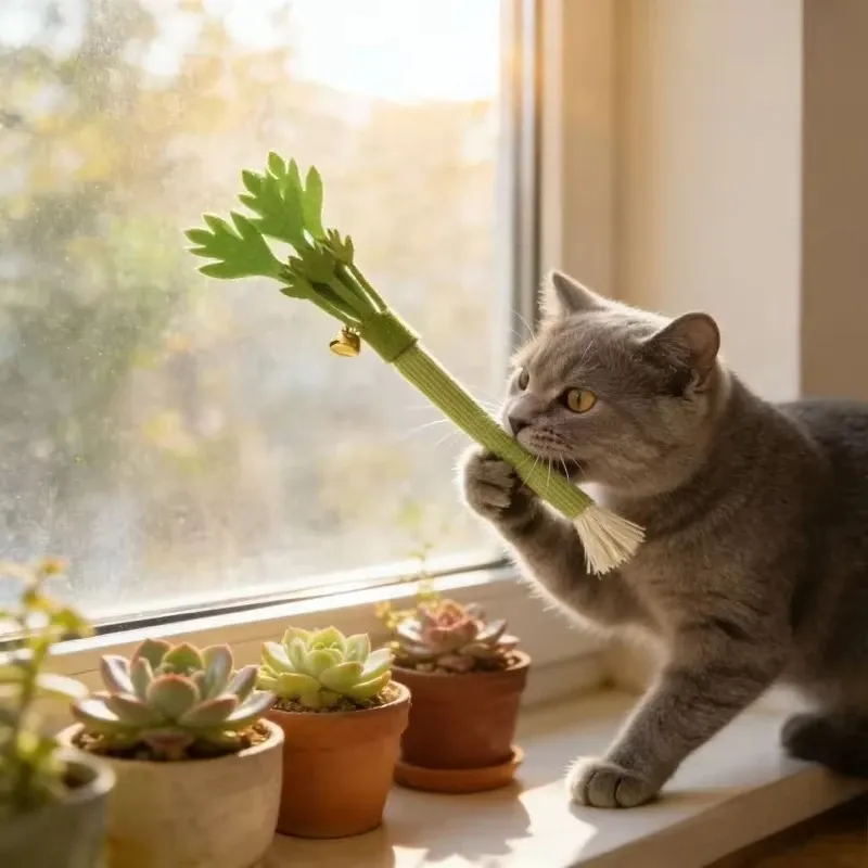 Jouet à mâcher interactif à la cataire avec clochette pour chats et chatons 3