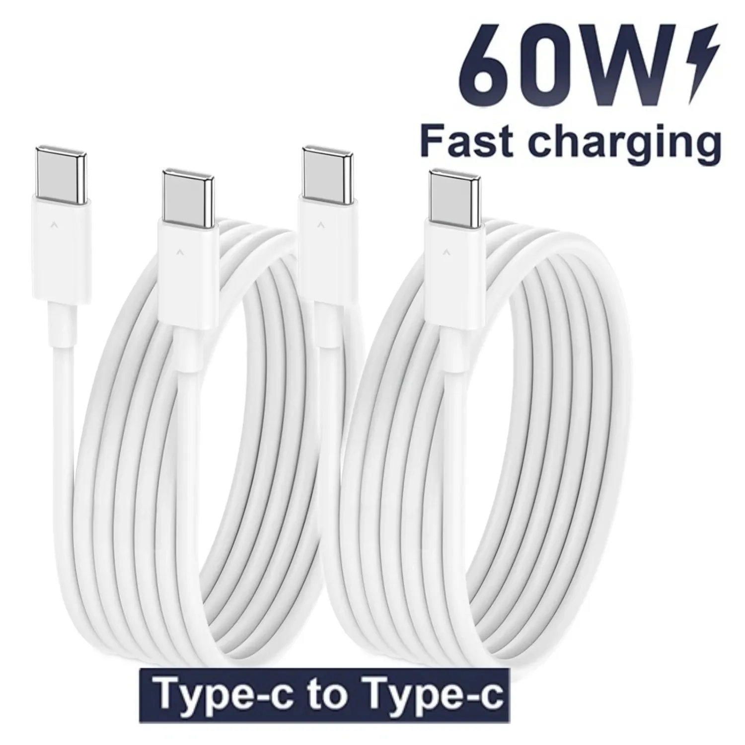 Câble de charge rapide USB-C vers USB-C pour Xiaomi, Huawei, Samsung et iPhone 17, 16, 15, 60 W, charge sûre et efficace