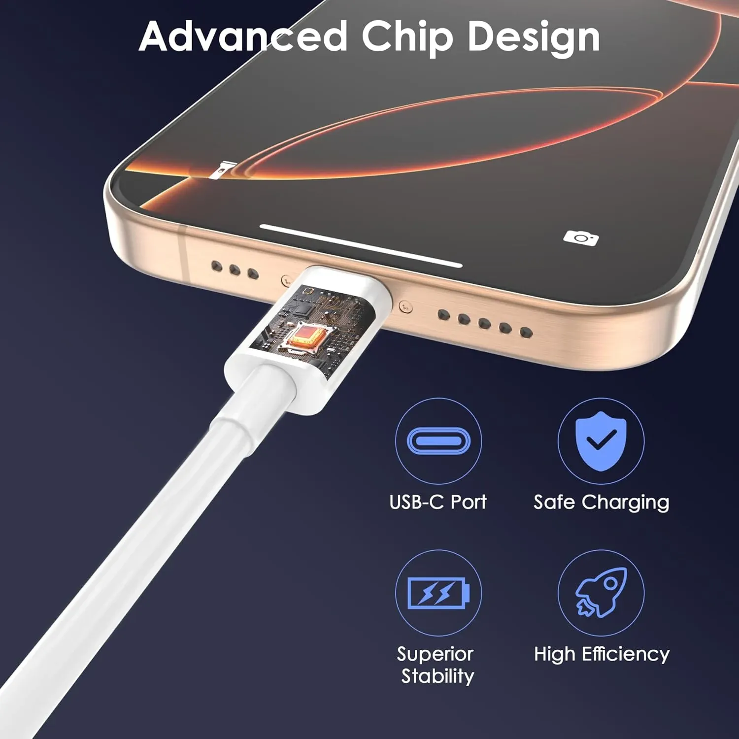 Câble de charge rapide USB-C vers USB-C pour Xiaomi, Huawei, Samsung et iPhone 17, 16, 15, 60 W, charge sûre et efficace 4