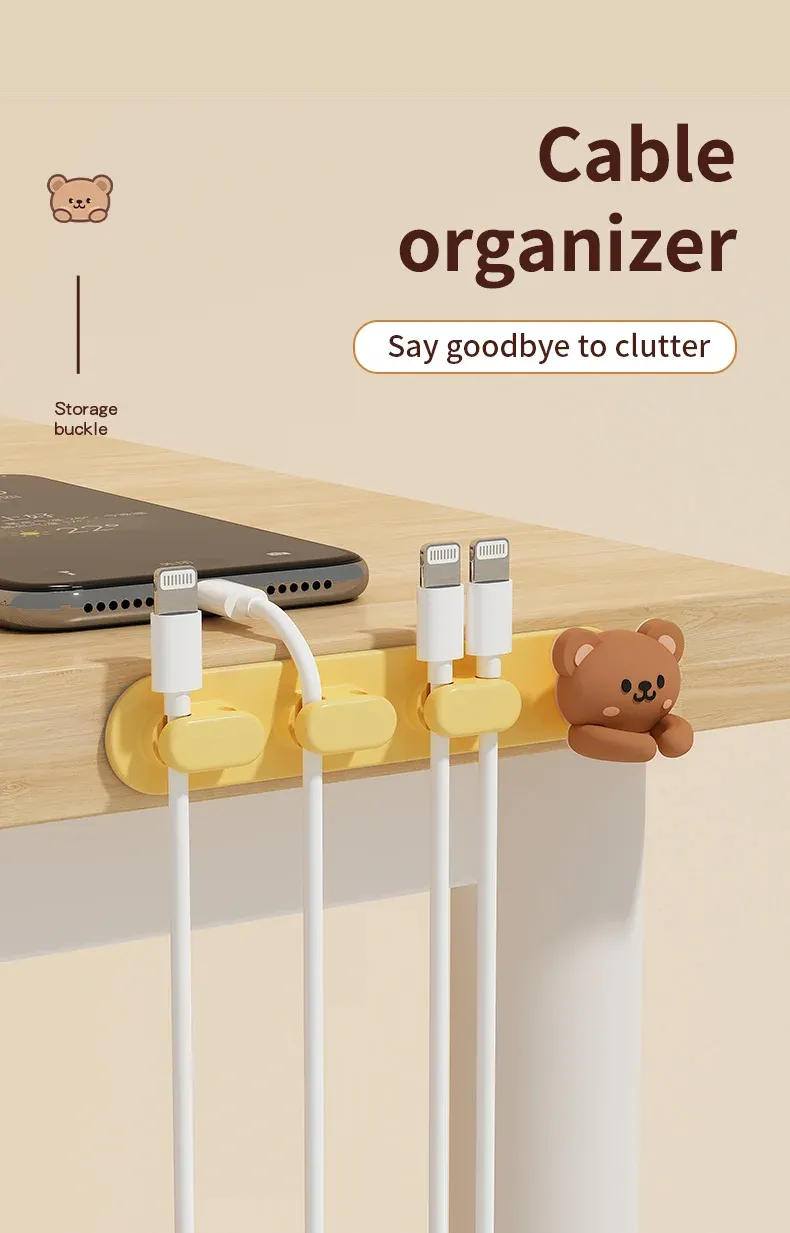 Organisateur de câbles de bureau au design de dessin animé
