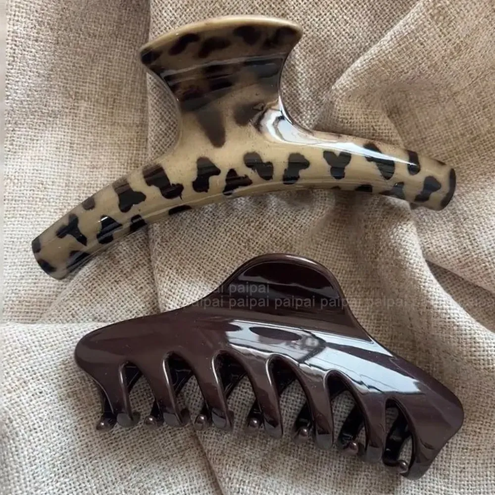 Grande pince à cheveux en acrylique coréenne à motif requin et pois, style os de dragon 17